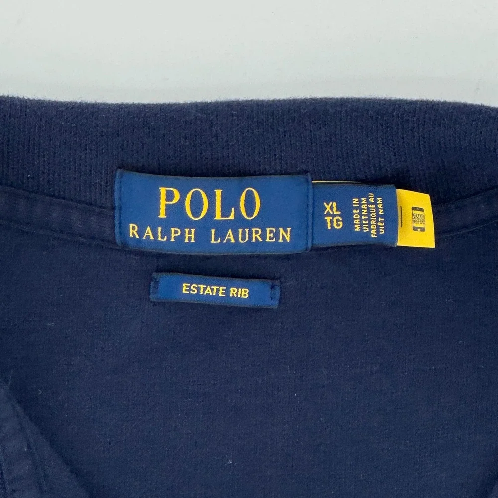 Polo Ralph Lauren Mens XL Navy Estate Rib Quarter Zip Polo Bear Pullover Sweater